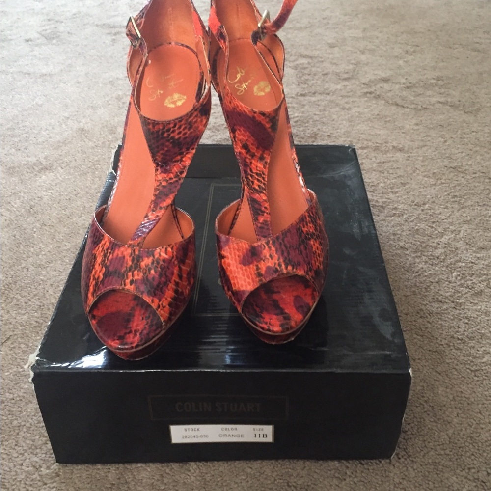 Purple and orange 4” platform stilettos
